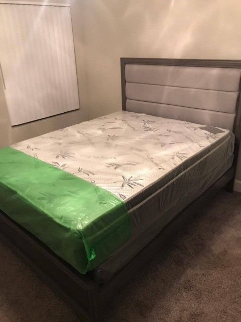 Mattress Queen size Firm Orthopedic Pillow top + box spring Gift Totally new 🛏🌟🏠