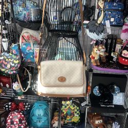 Cream And Tan Leather Designer Shoulder Bag