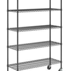 Black Metal Shelving with Wheels