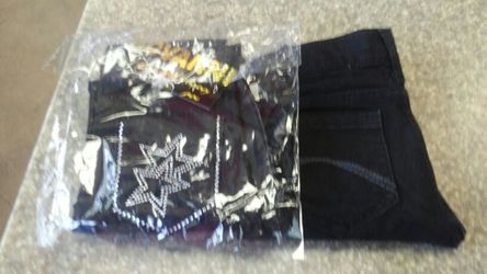 New girls black jeans left size6 right size 7
