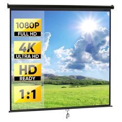 120 Inch 1:1 Pull Down Projector Screen, Black