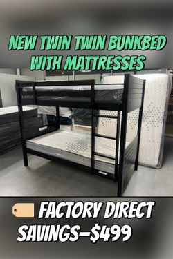 New Twin Twin Bunkbed With Mattresses
