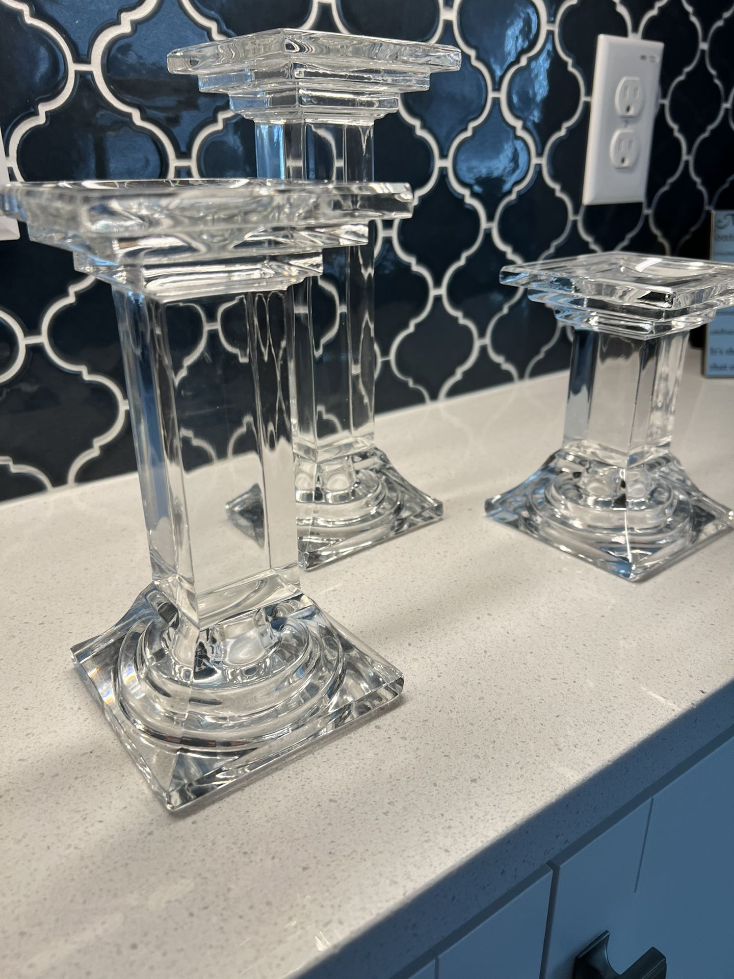 ✨ Waterford Crystal Candle Holders – Set of 3 ✨