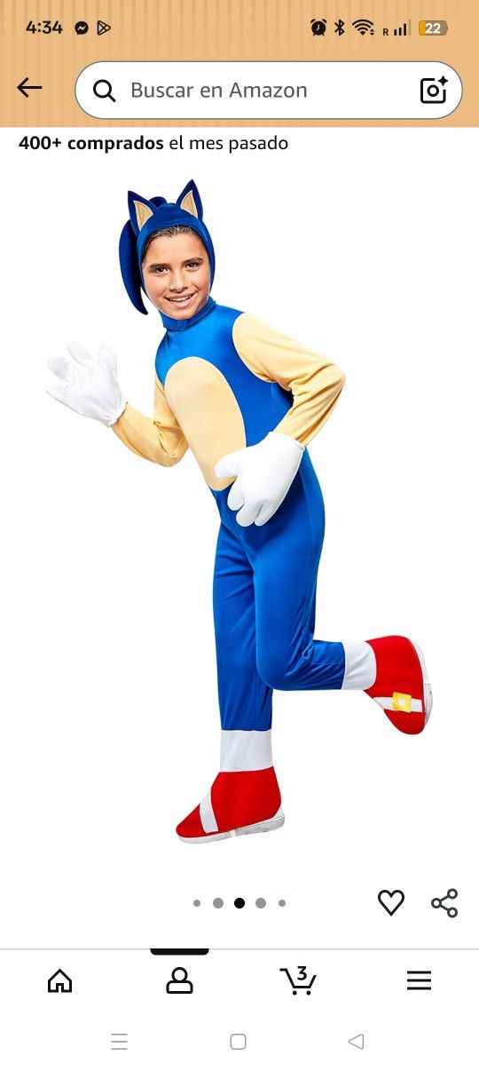Sonic Costume Used But Good Condition (No Gloves Included) Size M  For kids