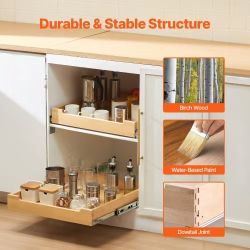 40#Pull Out Cabinet Organizer, 20"W x 21"D Cabinet Drawer, Soft Close Slide out Shelf, Heavy-Duty Sliding Wood Drawer, Bottom and Side Assembly Base C