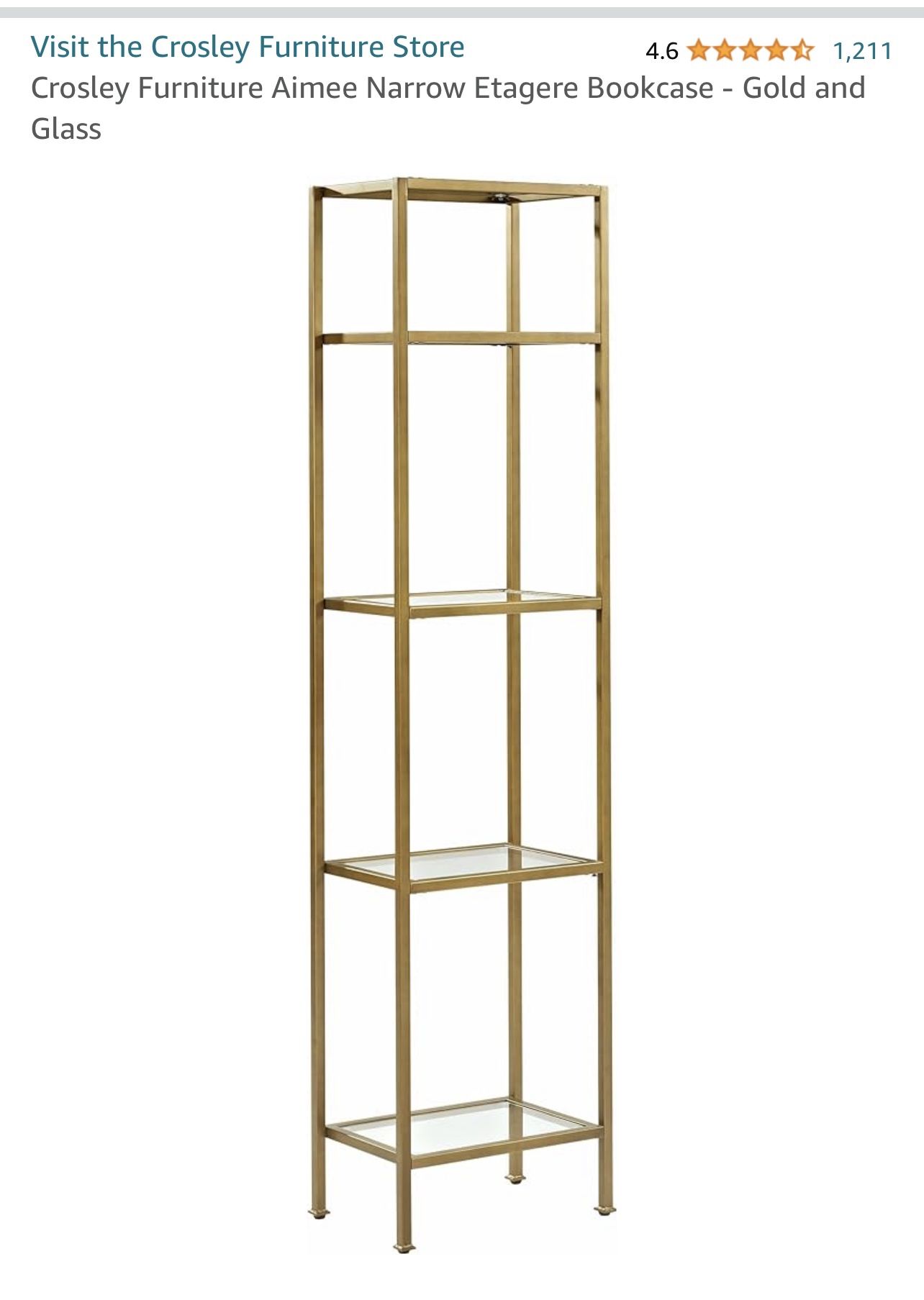 Gold and Glass Bookcase Shelving