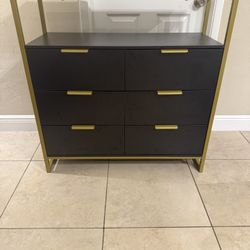 Black and Gold Dresser Or Entry Way Table with Drawers