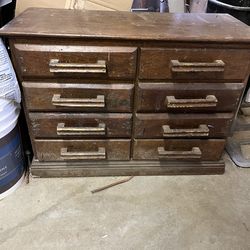 Oak tool chest with tool etc
