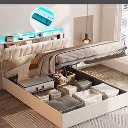 Queen Size Upholstered Platform Bed with Storage