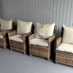 4 outdoor patio woven club chairs with cushions 