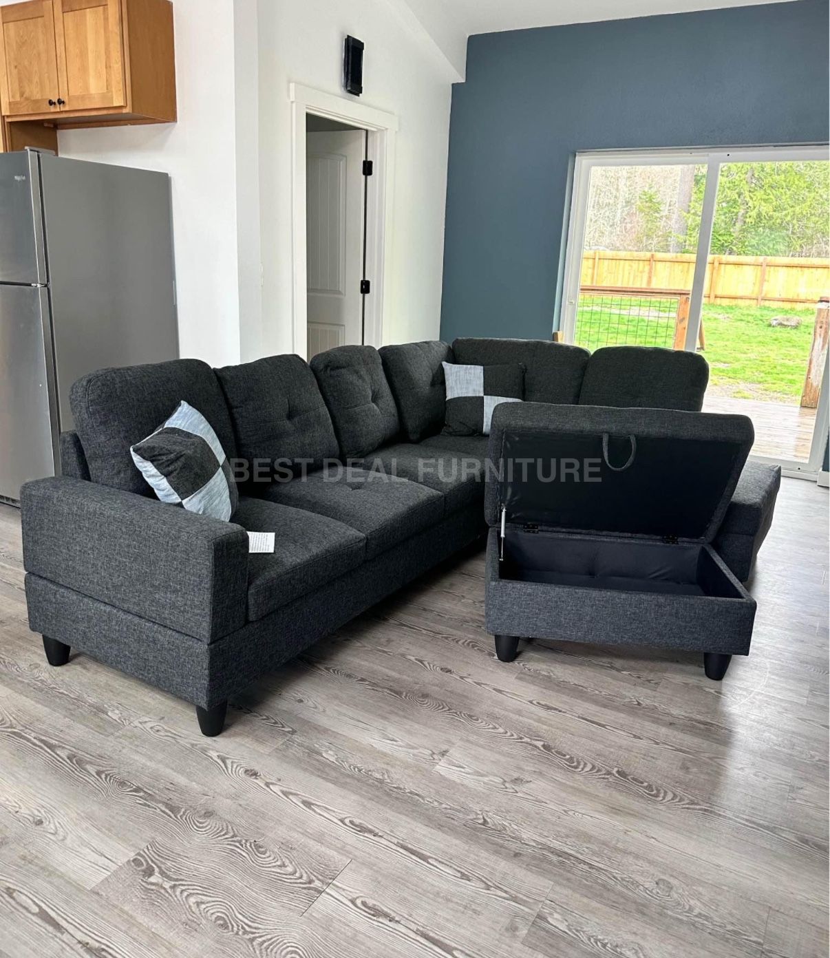 New Sectional + Storage Ottoman — Left or Right Chaise — Delivery Available