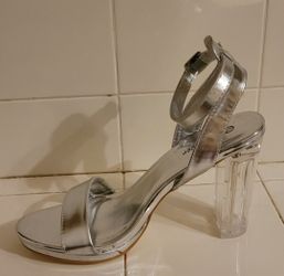 Sexy Forever Clear And Silver Heels Size 8.5