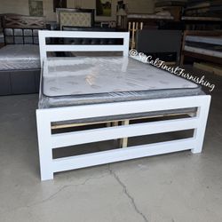 White Full Bed With Mattress 