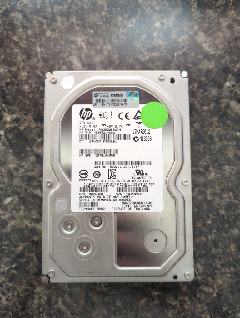 HP 3TB SAS Drive With SATA - Requires HBA