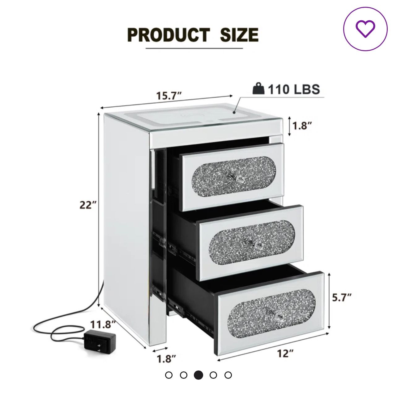 Mercer41 Glass Nightstand