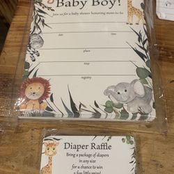 Baby Shower Invitations And Diaper Raffle Tickets Safari Theme
