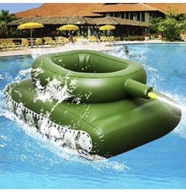 20Inflatable Tank Pool Float with Water Gun, Tank Ship Pool Floats for Kids, Fun Tank Shaped Ride-On Floaties for Kids Adult Summer Pool Party *Newt R