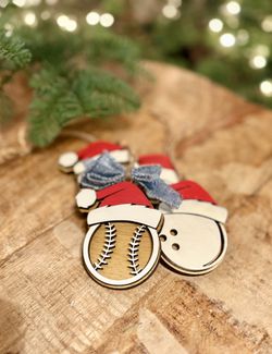 Sports Santa Hat Ornaments 