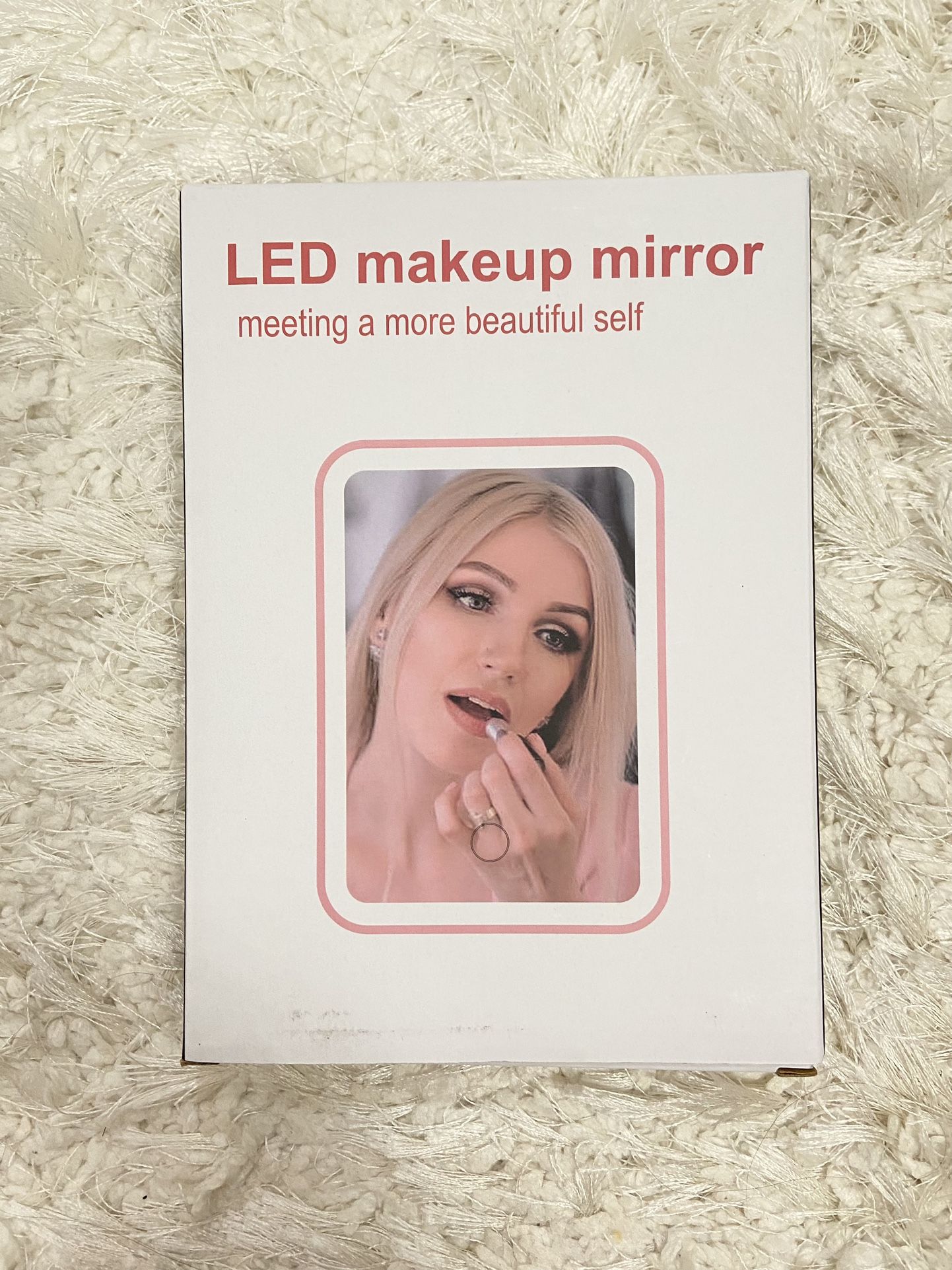 Makeup Mirror Touch Screen Vanity Mirror with LED Brightness Adjustable Portable USB Rechargeable White-Square  