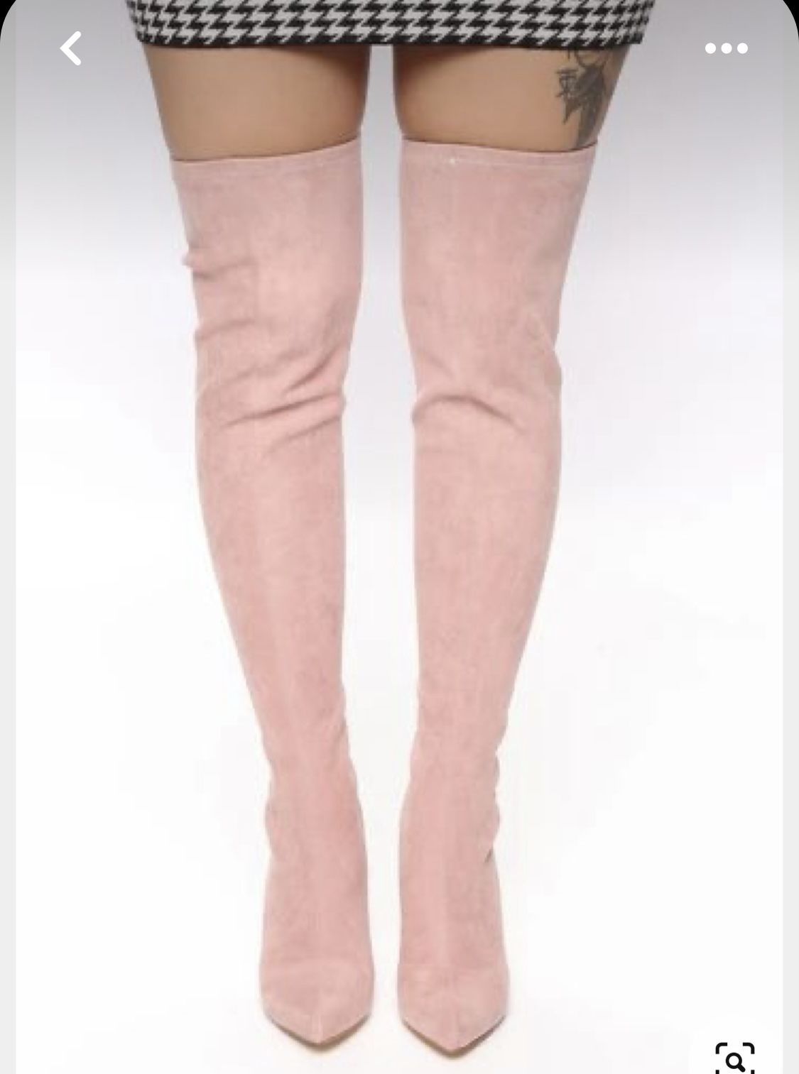 Over The Knee Kitten Heel Blush Suede Boots