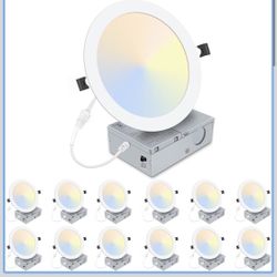 12 Pack 8 Inch LED Recessed Lighting with Junction Box Ultra-Thin