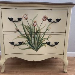 Beautiful Lowboy/Bombay Dresser W/Painted Tulips