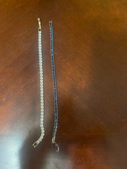BUNDLE-2 Tennis bracelets one dark blue and one white