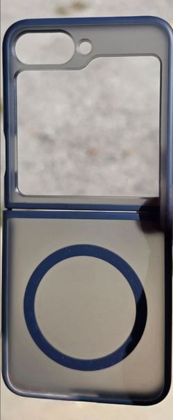 Samsung Z flip 6 frosted navy blue case w/ magsafe