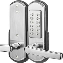 Elemake Keypad Door Lock, Keyless Entry Door Lock Mechanical Lock with Keypad, Combination Door Lock with Handle, Right Handed Door Lever Lock Stainle