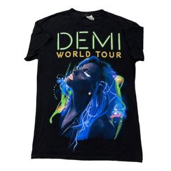 Alstyle Mens Black Demi Lovato World Tour Crew Neck Short Sleeve T Shirt Size S