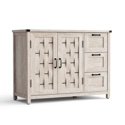 Sideboard Buffet Cabinet, 43" W Farmhouse Storage Cabinet with Drawers and Shelves