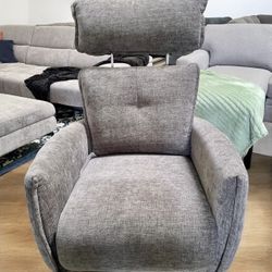 Modern Swivel Recliner Chair w/ Adjustable Headrest – Gray