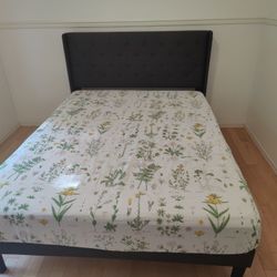 iPormis Queen Size Platform Bed Frame with Button Tufted Headboard