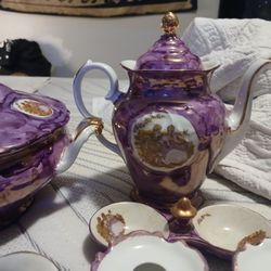 Complete Purple Vintage China Set 