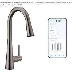 Moen Sleek Spot Resist Black Stainless Smart Faucet 