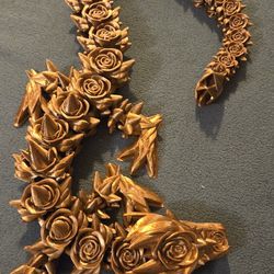 2ft Long Rose Colored Copper Articulated Rose Dragon 