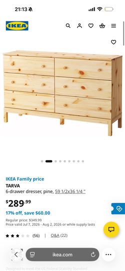 6 drawer pure wood dresser