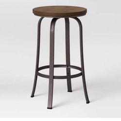 Threshold Dakota Backless Swivel Wood Seat Barstool With Adjustable Legs Metal