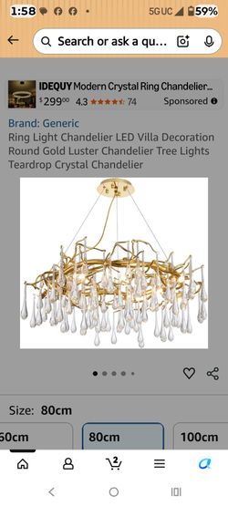 Gold Branch Crystal Chandelier with teardrops