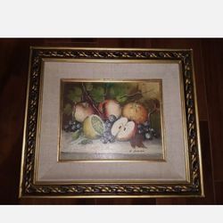 Genuine Elizabeth Damiani Oil Painting Beautiful Fruit Array Vintage