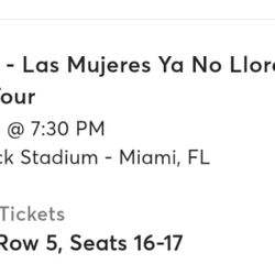 Shakira Gold Tickets A1 Row 5 15-16