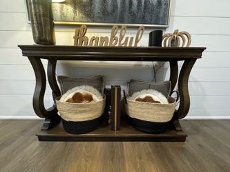 Dark Wood Console Table with Lower Shelf