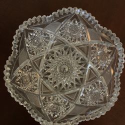Vintage Early  1900’s  Crystal Salad Bowl 10” diameter 5” deep 1/2 “ thick 