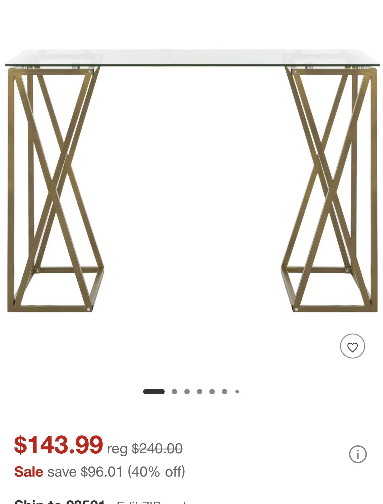 Glass Desk with gold hardware