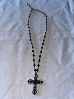 Black Crystal Cross Necklace