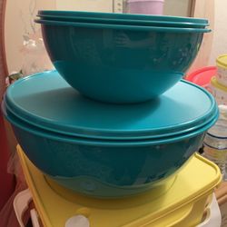 Tupperware blue/green bowls-2