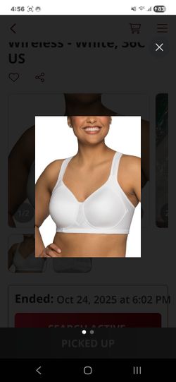 Vanity Fair Women's White Medium Impact Sports Bra 36C Wireless
