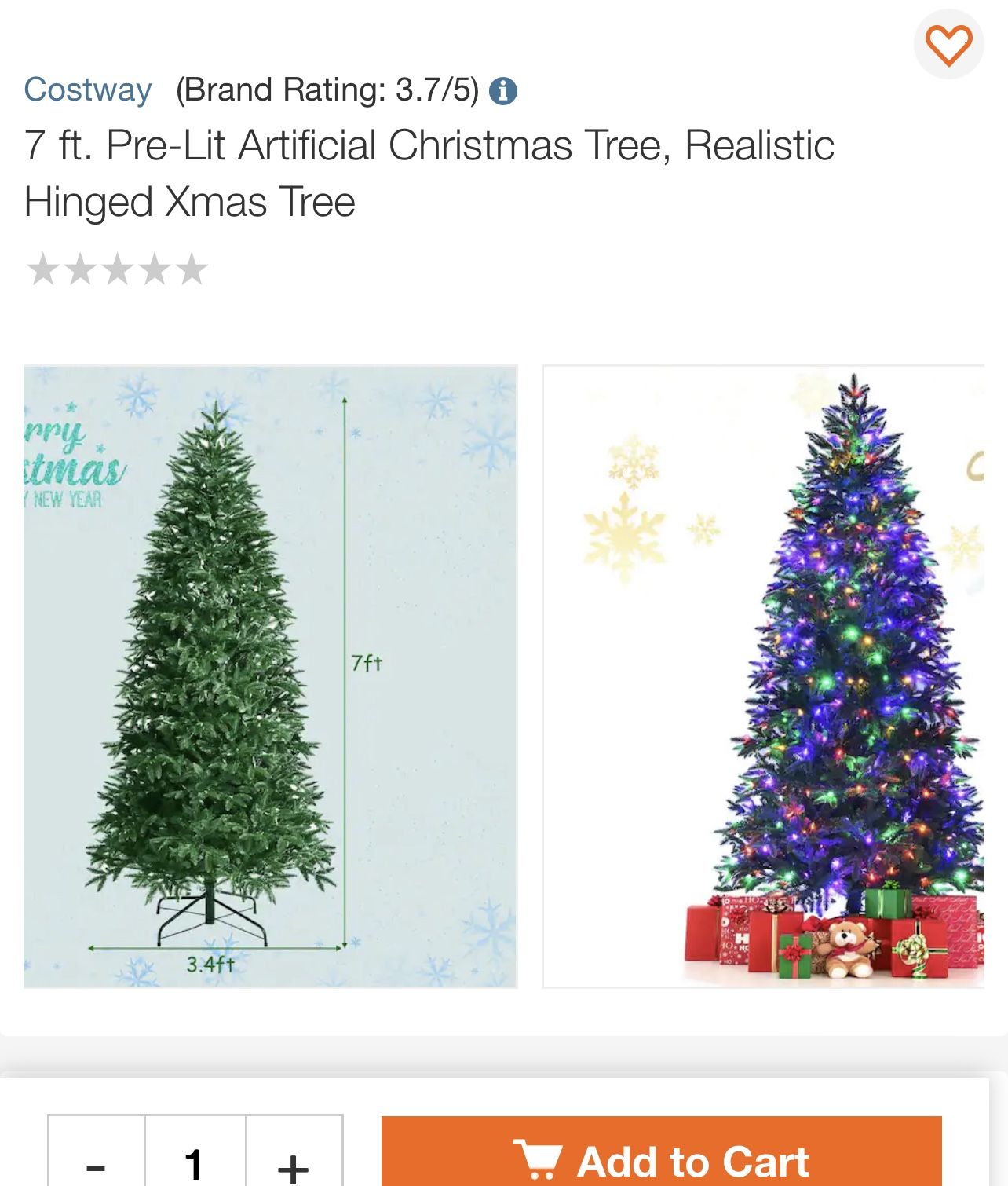 New 7 ft. Pre-Lit Artificial Christmas Tree, Realistic Hinged Xmas Tree π².