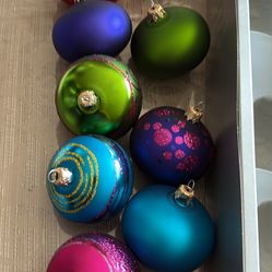 21 small glass ornaments different color