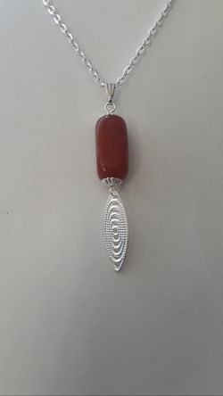  Orange Red Jade Pendant Necklace 